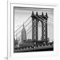 Manhattan Bridge with the Empire State Building from Brooklyn Bridge-Philippe Hugonnard-Framed Photographic Print