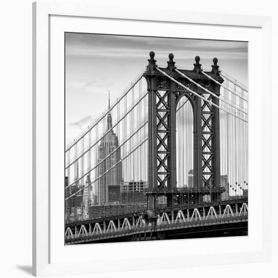 Manhattan Bridge with the Empire State Building from Brooklyn Bridge-Philippe Hugonnard-Framed Photographic Print