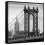 Manhattan Bridge with the Empire State Building from Brooklyn Bridge-Philippe Hugonnard-Framed Stretched Canvas