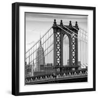 Manhattan Bridge with the Empire State Building from Brooklyn Bridge-Philippe Hugonnard-Framed Photographic Print