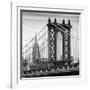 Manhattan Bridge with the Empire State Building from Brooklyn Bridge-Philippe Hugonnard-Framed Photographic Print