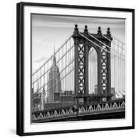 Manhattan Bridge with the Empire State Building from Brooklyn Bridge-Philippe Hugonnard-Framed Photographic Print