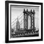 Manhattan Bridge with the Empire State Building from Brooklyn Bridge-Philippe Hugonnard-Framed Photographic Print