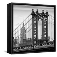 Manhattan Bridge with the Empire State Building from Brooklyn Bridge-Philippe Hugonnard-Framed Stretched Canvas