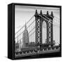 Manhattan Bridge with the Empire State Building from Brooklyn Bridge-Philippe Hugonnard-Framed Stretched Canvas