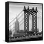 Manhattan Bridge with the Empire State Building from Brooklyn Bridge-Philippe Hugonnard-Framed Stretched Canvas