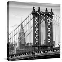 Manhattan Bridge with the Empire State Building from Brooklyn Bridge-Philippe Hugonnard-Stretched Canvas