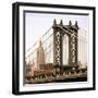 Manhattan Bridge with the Empire State Building from Brooklyn Bridge-Philippe Hugonnard-Framed Photographic Print