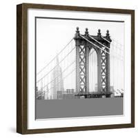 Manhattan Bridge with the Empire State Building from Brooklyn Bridge-Philippe Hugonnard-Framed Photographic Print