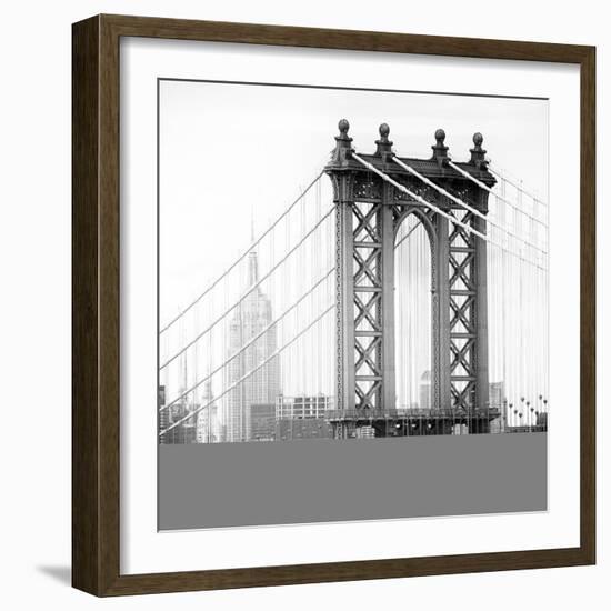 Manhattan Bridge with the Empire State Building from Brooklyn Bridge-Philippe Hugonnard-Framed Photographic Print