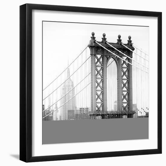 Manhattan Bridge with the Empire State Building from Brooklyn Bridge-Philippe Hugonnard-Framed Photographic Print