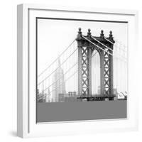 Manhattan Bridge with the Empire State Building from Brooklyn Bridge-Philippe Hugonnard-Framed Photographic Print