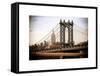 Manhattan Bridge with the Empire State Building from Brooklyn Bridge-Philippe Hugonnard-Framed Stretched Canvas