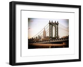 Manhattan Bridge with the Empire State Building from Brooklyn Bridge-Philippe Hugonnard-Framed Art Print