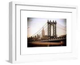Manhattan Bridge with the Empire State Building from Brooklyn Bridge-Philippe Hugonnard-Framed Art Print
