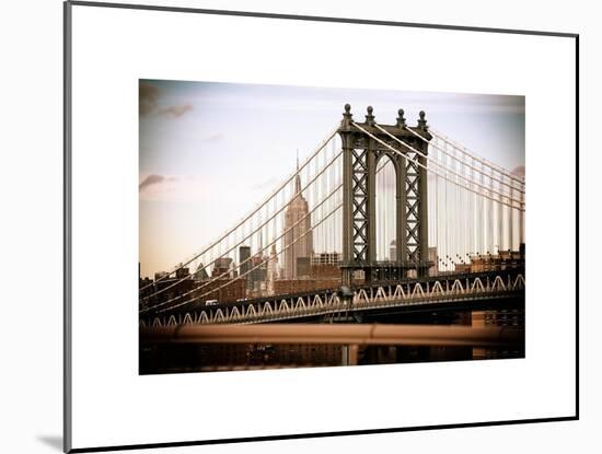 Manhattan Bridge with the Empire State Building from Brooklyn Bridge-Philippe Hugonnard-Mounted Art Print
