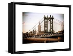 Manhattan Bridge with the Empire State Building from Brooklyn Bridge-Philippe Hugonnard-Framed Stretched Canvas