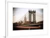 Manhattan Bridge with the Empire State Building from Brooklyn Bridge-Philippe Hugonnard-Framed Art Print