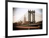 Manhattan Bridge with the Empire State Building from Brooklyn Bridge-Philippe Hugonnard-Framed Art Print