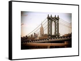 Manhattan Bridge with the Empire State Building from Brooklyn Bridge-Philippe Hugonnard-Framed Stretched Canvas