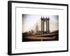 Manhattan Bridge with the Empire State Building from Brooklyn Bridge-Philippe Hugonnard-Framed Art Print