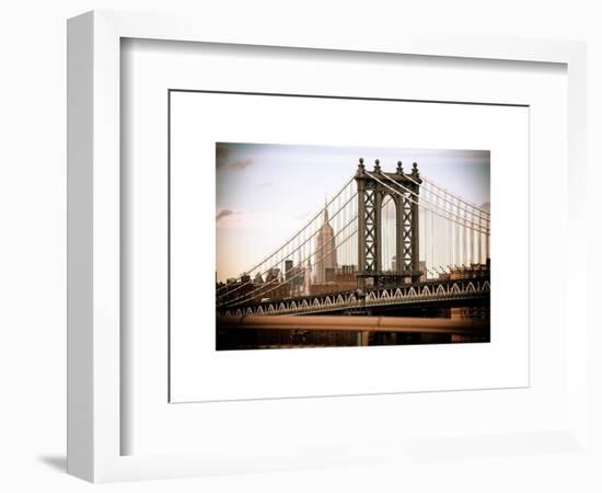 Manhattan Bridge with the Empire State Building from Brooklyn Bridge-Philippe Hugonnard-Framed Art Print