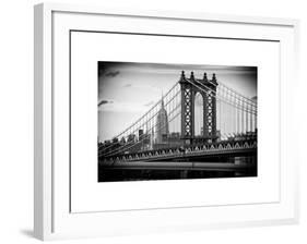 Manhattan Bridge with the Empire State Building from Brooklyn Bridge-Philippe Hugonnard-Framed Art Print