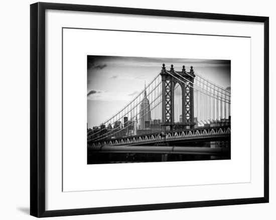 Manhattan Bridge with the Empire State Building from Brooklyn Bridge-Philippe Hugonnard-Framed Art Print