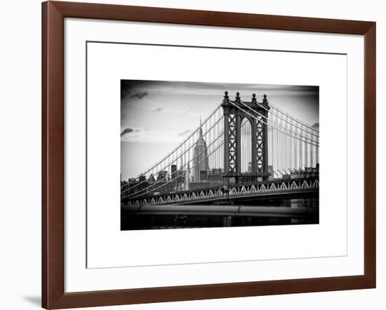 Manhattan Bridge with the Empire State Building from Brooklyn Bridge-Philippe Hugonnard-Framed Art Print