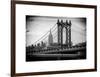 Manhattan Bridge with the Empire State Building from Brooklyn Bridge-Philippe Hugonnard-Framed Art Print