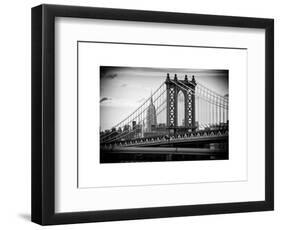 Manhattan Bridge with the Empire State Building from Brooklyn Bridge-Philippe Hugonnard-Framed Art Print