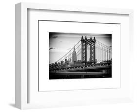 Manhattan Bridge with the Empire State Building from Brooklyn Bridge-Philippe Hugonnard-Framed Art Print