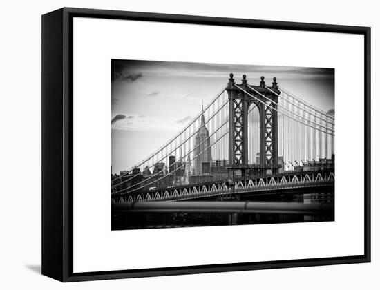 Manhattan Bridge with the Empire State Building from Brooklyn Bridge-Philippe Hugonnard-Framed Stretched Canvas