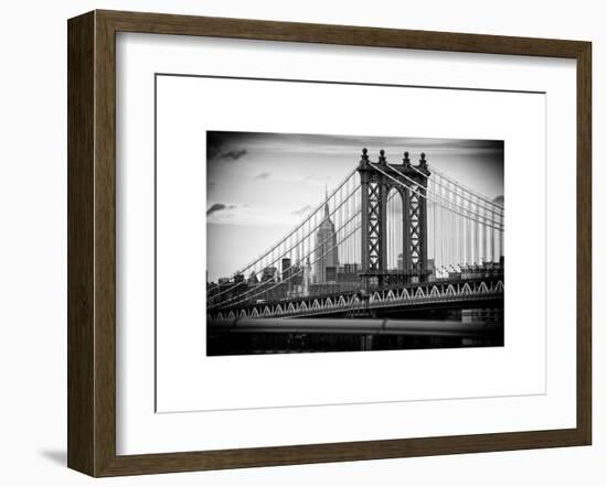 Manhattan Bridge with the Empire State Building from Brooklyn Bridge-Philippe Hugonnard-Framed Art Print