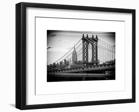 Manhattan Bridge with the Empire State Building from Brooklyn Bridge-Philippe Hugonnard-Framed Art Print