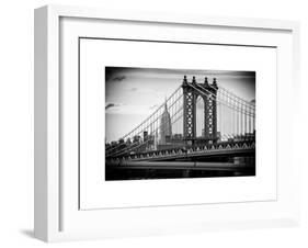 Manhattan Bridge with the Empire State Building from Brooklyn Bridge-Philippe Hugonnard-Framed Art Print