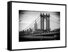 Manhattan Bridge with the Empire State Building from Brooklyn Bridge-Philippe Hugonnard-Framed Stretched Canvas