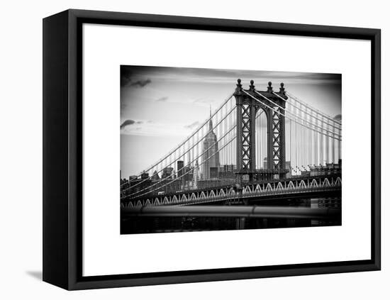 Manhattan Bridge with the Empire State Building from Brooklyn Bridge-Philippe Hugonnard-Framed Stretched Canvas