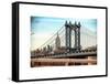 Manhattan Bridge with the Empire State Building from Brooklyn Bridge-Philippe Hugonnard-Framed Stretched Canvas