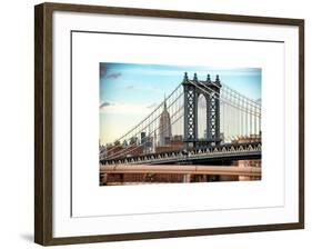 Manhattan Bridge with the Empire State Building from Brooklyn Bridge-Philippe Hugonnard-Framed Art Print