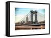 Manhattan Bridge with the Empire State Building from Brooklyn Bridge-Philippe Hugonnard-Framed Stretched Canvas