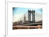 Manhattan Bridge with the Empire State Building from Brooklyn Bridge-Philippe Hugonnard-Framed Art Print