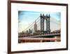 Manhattan Bridge with the Empire State Building from Brooklyn Bridge-Philippe Hugonnard-Framed Art Print