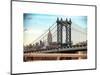 Manhattan Bridge with the Empire State Building from Brooklyn Bridge-Philippe Hugonnard-Mounted Art Print