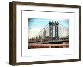 Manhattan Bridge with the Empire State Building from Brooklyn Bridge-Philippe Hugonnard-Framed Art Print