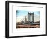 Manhattan Bridge with the Empire State Building from Brooklyn Bridge-Philippe Hugonnard-Framed Art Print