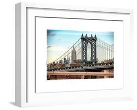 Manhattan Bridge with the Empire State Building from Brooklyn Bridge-Philippe Hugonnard-Framed Art Print