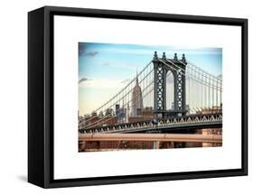 Manhattan Bridge with the Empire State Building from Brooklyn Bridge-Philippe Hugonnard-Framed Stretched Canvas