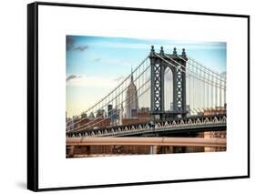 Manhattan Bridge with the Empire State Building from Brooklyn Bridge-Philippe Hugonnard-Framed Stretched Canvas