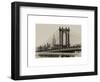 Manhattan Bridge with the Empire State Building from Brooklyn Bridge-Philippe Hugonnard-Framed Art Print